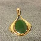 Large goldwash Sterling jade oval pendant