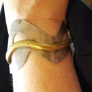 Vintage brass and sterling swoosh Cuff Bracelet