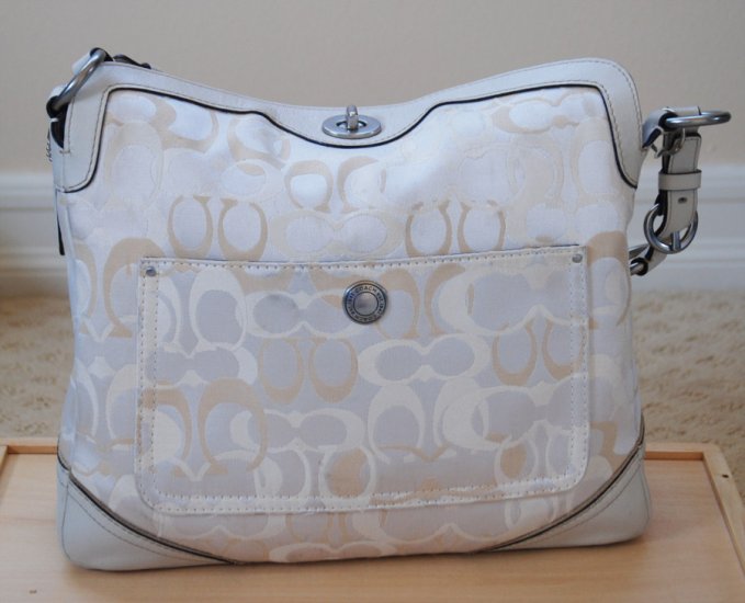 coach white purse with chain