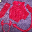 Childs Red Sparkle Devil Costume. 6 pc * 7/8