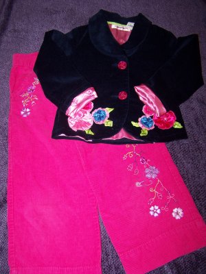2pc Girls Flapdoodles Jacket & Hot: Pink Corduroy Pants size4
