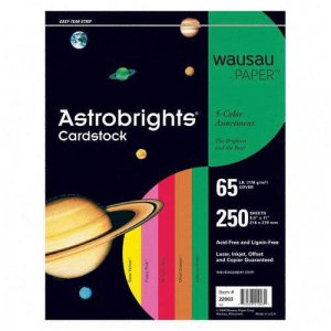 Assorted Pack -  Pink/Red/Green/Orange/Yellow - 65 lb. - 250 Sheets - 8 1/2 x 11