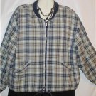 Women's Long Sleeve Blue White Plaid Jacket, Basic Editions, Sz L,  $15.99, Cute