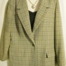 Women's Green Plaid Wool Jacket, Linda Allard Ellen Tracy, Sz 14,  $26.99,