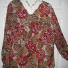 Women's Plus Size Long Sleeve Silk Print Blouse, Sz 22W,  $13.99