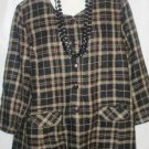 Women's Black Gold Plaid Wool Jacket, Erica Brooke Plus, Sz 18,  $23.99, Nice