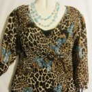 Women's 3/4 Sleeve Print Crinkle Top, Sz M, Investments, $12.99, Stylish Top
