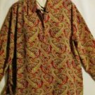 Women's Green Pink Paisley Print Blouse Top, Sz.16, ClaudiaRichard,  $13.99