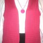 Women's Fuchsia Knit Print Sweater Vest, Bleyle, Sz L, $12.99, Cute