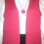 Women's Fuchsia Knit Print Sweater Vest, Bleyle, Sz L, $12.99, Cute