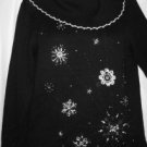 Women's Long Black Silvere Beaded Cowl Neck Sweater,Theme Works, Sz  S, $15.99