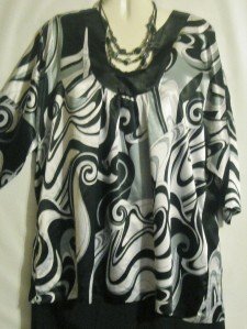 Women's Plus Size Print Keyhole Tunic Top, NY Collection, Sz 2X,  $13.99, Pretty