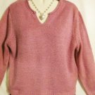 Women's Long Sleeve Vee Neck Pink Sweater, Mountain Lake, Sz XL, $12.99