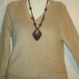 Women's Long Sleeve Vee Neck Beige Sweater, Sz S, $8.99, Great Price