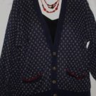 Women's Long Sleeve Blue White Red Cotton Sweater, Isle of Cotton, Sz L, $12.99
