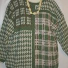 Women's Plus Size Green Print Crew Neck Sweater, T R Bentley, Sz 2X,  $12.99