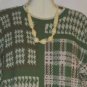 Women's Plus Size Green Print Crew Neck Sweater, T R Bentley, Sz 2X, $12.99