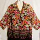 Womens Plus Size 3/4 Sleeve Print Blouse, Top, Notations Woman, Sz 2X, $13.99