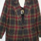 Women's Burgundy Checked Print Wool Jacket, Sag Harbor, Sz 14, $16.99, Quality