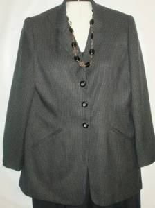 Women's Long Black Gray Checked Jacket, Morgan Miller, Sz 14,  $16.99,  Awesome