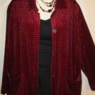 Women's Long Sleeve Red Black Velveteen Jacket, Liz Claiborne, Sz L, $16.99