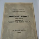 Original Agnostic Front Advertisement Rare Vintage