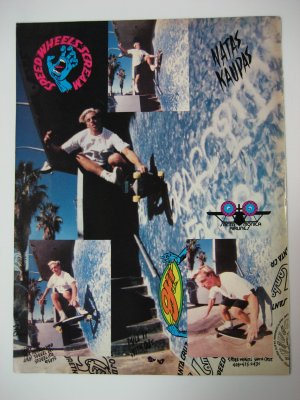 Original Santa Cruz SkateBoard Advertisement Rare Vintage Speed Wheels