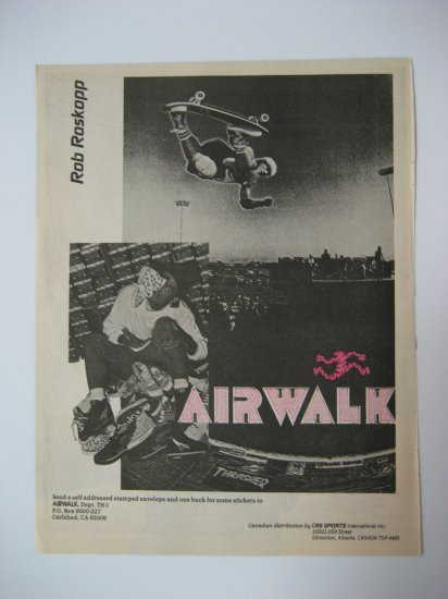 Original Airwalk SkateBoard Advertisement Rare Vintage Rob Roskopp