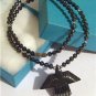 Healing HEMATITE STONE PHOENIX BIRD Pendant Necklace