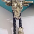 SILVER TONE Buffalo BOLO TIE WESTERN COWBOY NECKLACE