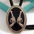 Black Enamel 2 Minature Gun BOLO TIE WESTERN NECKLACE