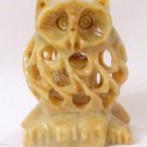 HAND CARVED STONE INSIDE TUMMY BABY FIGURINE OWL 3"