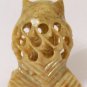 HAND CARVED STONE INSIDE TUMMY BABY FIGURINE OWL 3"
