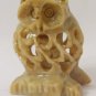 HAND CARVED STONE INSIDE TUMMY BABY FIGURINE OWL 3"