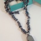 Semi Precious BLACK HEMATITE Pendant Necklace CHOKER