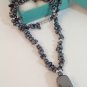 Semi Precious BLACK HEMATITE Pendant Necklace CHOKER