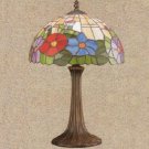 Red Blue Stained GLASS Table Lamp Flowers 11 x 19"