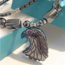 Real BLACK HEMATITE Pendant Necklace EAGLE HEAD