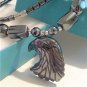 Real BLACK HEMATITE Pendant Necklace EAGLE HEAD