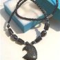Real BLACK HEMATITE Pendant Necklace EAGLE HEAD