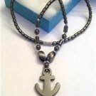 Real BLACK HEMATITE Pendant Necklace ANCHOR