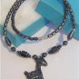 Real BLACK HEALING HEMATITE Pendant Necklace GIRAFFE