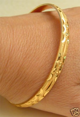 INDIA 22k GOLD PLATED WEDDING BRACELET BANGLE ENGRAVED