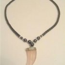 HEMATITE PINK QUARTZ CRYSTAL HORN Pendant Necklace