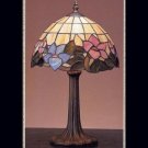 Blue Pink Stained GLASS Table Lamp Flowers 9 x 17"
