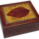 30 Cigars Walnut  Wood HUMIDOR Leaf Design