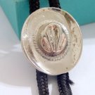 Silver Tone Metal HAT BOLO TIE Cowboy WESTERN NECKLACE