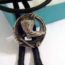 Silver Tone Metal BOOTS Lasso BOLO TIE Cowboy NECKLACE