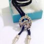 Silver tone HORSE SHOE BOLO TIE Cowboy WESTERN NECKLACE
