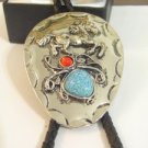 Horse Turquoise & Red BOLO TIE Cowboy WESTERN NECKLACE
